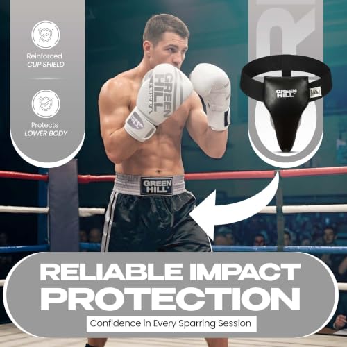 Green Hill Boxing PU Leather Groin Guard with Foam Padding - color: Black, size: Medium