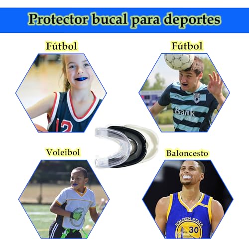 6-Pack Sports Mouthguard with Case Kids Youth Boil Bite Slim Fit Soft Girls Boys Football Lacrosse Basketball Boxing Soccer Taekwondo MMA Size Adult Age Above 11.
