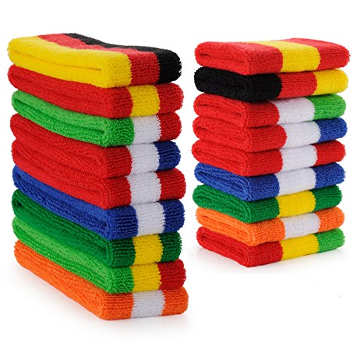 ONUPGO Sweatband Set Sports Headband Wristband Set Sweatbands Terry Cloth Wristband Wrist Sweatband Headbands Moisture Wicking Sweat Absorbing Head Band - color: Green/White/Green