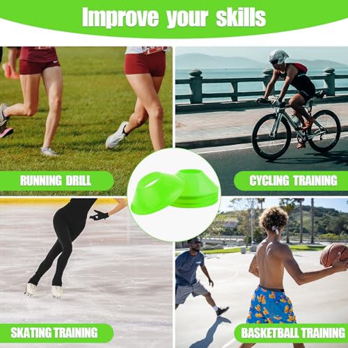 15pcs Soccer Cones for Sports Training, Mini Football Cones Flexible Agility Sports Cones Training Cones for Football Basketball Running Drills Sports Games Field Cone Markers Kids Practice (Green)