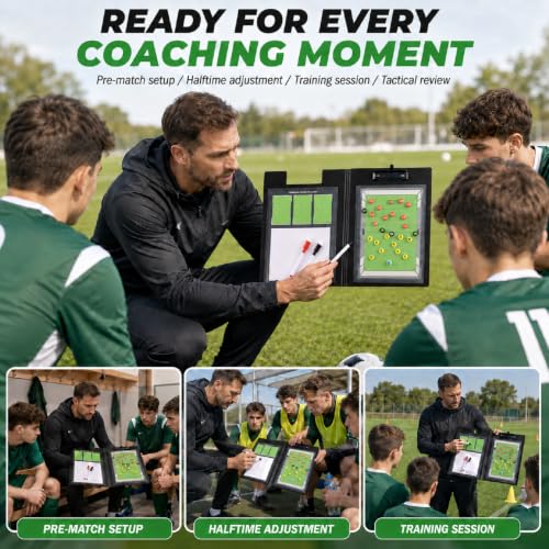 Magnetic Soccer Coaching Board, Double-Sided Dry Erase Soccer Tactics Clipboard for Coaches, Portable Soccer Whiteboard with Magnets, Marker Pen, Eraser for Coaching and Match Strategy - size: Upgraded Set