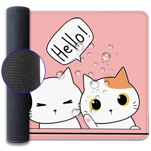 Cute Cats Desk Pad Mouse Pad,Cute Cartoon Lofi Cats Pink Mouse Mat Large,Stitched Edges Non-Slip Waterproof Rubber Base Mouse Mat for Office Home Work Gaming(27.5 x 11.8 in) - color: Lofi Cat