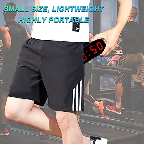 Gym Timer, Portable, Interval Timer with Rechargeable Battery and Built-in Magnet, LED Digital Anti Vertigo Display, Upgraded Workout Clock for Home Gym Garage Fitness - color: Black