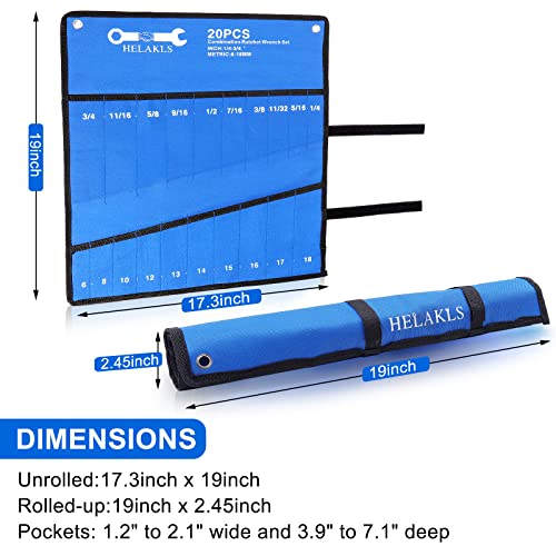 3 Pieces Wrench Tool Organizer Roll Up Tool Pouch Bag - style: 20+12+7 Pockets