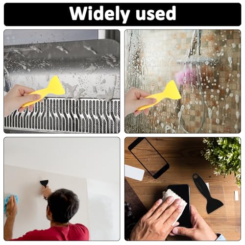 TIESOME 12 Pcs Plastic Spatula Scraper, Plastic Spatula Paint Scrapers, Air Bubble Remover Sticker Installation Tool, Flexible Resin Scraper Paint Scrapers for Decal, Grout Removal (Black, Yellow)