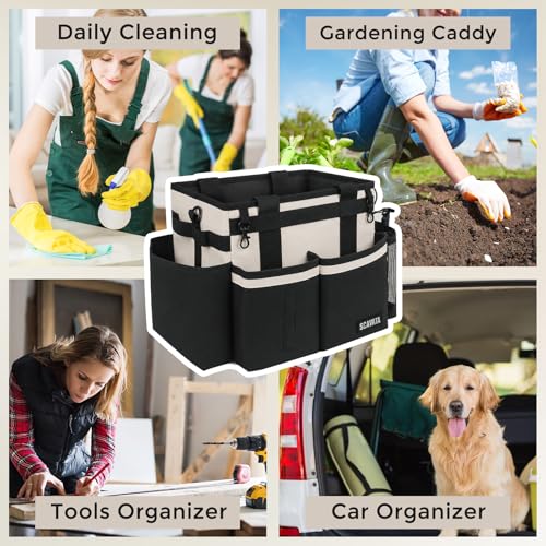 Compact Wearable Cleaning Caddy, Small Cleaning Supplies Organizer with Handle & Shoulder Straps for Housekeepers, under Sink & Car Cleaning Tool Organizers Bag, Cream White - color: CreamWhite