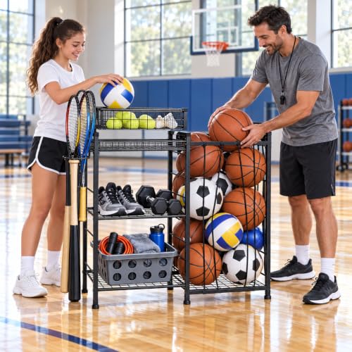 Sports Equipment Organizer, Ball Storage Rack for Gear and Toys - size: Large
