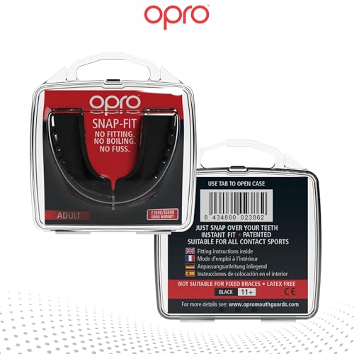 OPRO Snap-Fit Mouth Guard, Instant Fit (Jet Black) Adult - color: Jet Black, size: Adult (Age 11+)