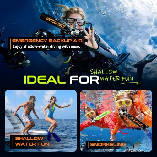GOYOJO Mini Scuba Tank, Portable Diving Lung Air Tank with DOT Certified, Refillable Emergency Backup Pony Bottle for Snorkeling, Underwater Breathing, Training - color: 0.5L Black + Green