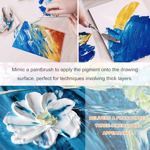 HARFINGTON Palette Knife Painting Tool 4.33" x 0.63" Stainless Steel Teardrop Blade 8.46" Length Spatula Painting Pallet Knives with Hole Beech Wood Handle for Oil Acrylic Canvas, Red/Silver