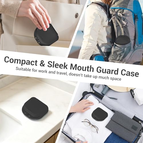 Annhua Orthodontic Mouthguard Case Dental Retainer Case with Vent Holes, Denture Retainer Box Aligner Container Slim for Household|Office|Travel - Easy to Use - Black - color: black