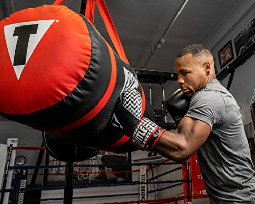 TITLE Boxing Premier Leather Uppercut Bag, Black/Red/White, 60 lbs