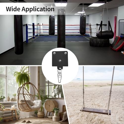 Heavy Bag Hanger Wall Mount, Metal Boxing Bag Hanger with 360° Swivel, Punching Bag Ceiling Mount for Home Gym, 4.3 x 3.93 in