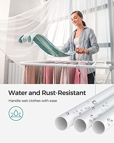 SONGMICS Clothes Drying Rack, Foldable Space-Saving Laundry Drying Rack - color: White + Gray, size: 1 Tier (21.7"d x 58.3"w x 39.4"h)