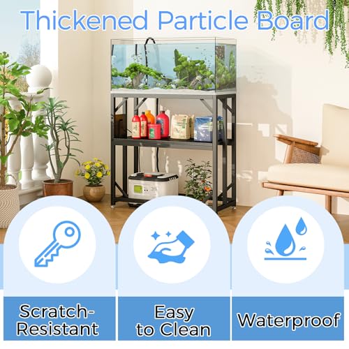 20-29-37 Gallon Fish Tank Stand with Power Outlet,Adjustable Aquarium Stand, Heavy Duty Terrarium Stand,Metal Frame Reptile Turtle Tank Stand Suitable for Home Office,600LBS Capacity, Black - color: Black, size: 20-29-37 Gallon