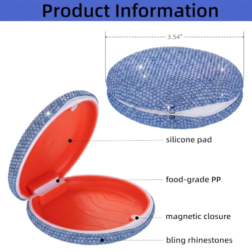 Retainer Case Cute Mouse Guard Case Slim Aligner Case Compatible with Invisalign Bling Night Guard Case Orthodontic Retainer Box Magnetic Denture Holder (Blue) - color: blue