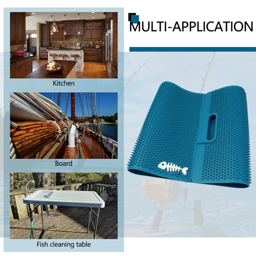 NonSlip Fish Fillet Mat for Filleting, Cutting, Cleaning Heavy Duty Rollable Fish Bait Cutting Board No Need Fish Grippers Large Size Fish Cleaning Mat (14 * 24“, Green) - color: Green, size: 24"L x 14"W
