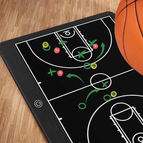 Electronic 16 inch Basketball Coaching Boards, Portable Erasable Pro Strategy Board for Training Teaching Competition Command,Tactical Drawing Tablet Coach Gifts (16 inch Basketball)