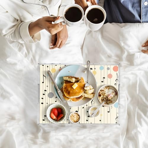 Acrylic Tray Clear Serving Vanity Ottoman Bathroom Coffee Table Countertop Organizer Raised Edge Spill Proof Multicolor Dot Music Notes - color: Multicolor Dot Music Notes