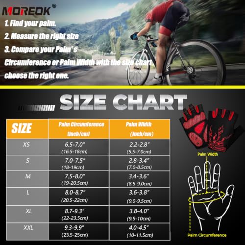 MOREOK Cycling Gloves Bike Bicycle Gloves, Half Finger 5MM Gel Anti-Slip - color: Red, size: Large