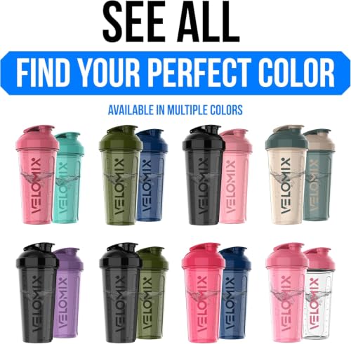 VELOMIX 2 Pack 28oz Protein Shaker Bottle for Protein Mixes (Purple/Black) - color: A01) Purple / Black