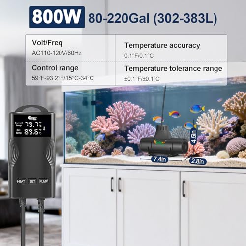 hygger Aquarium Heater with Upgrade Water Circulatio,Submersible Fish Tank Water Heater Digital Display,Auto Temperature Control for Freshwater Saltwater Safety Shut-Off Protection (1000W,130~260Gal) - size: 1000W,130~260Gal