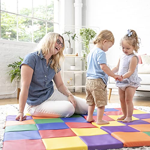 ECR4Kids SoftZone Patchwork Activity Folding Play Mat, 58in Square, Baby Essentials, Assorted