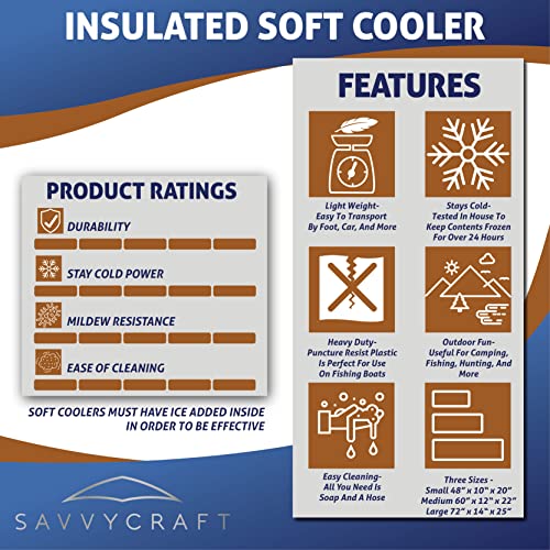 Savvycraft Waterproof Leakproof Insulated Fish Kill Bag, Heavy Duty Soft Fish Storage Bag with Easy Grip Handles, White 72" L x 14" W x 25" H - style: Flat Bottom: 72"l X 14"w X 25"h