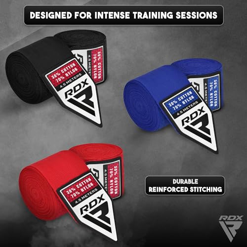 RDX Boxing Hand Wraps 4.5M / 180 Inches – Mexican Style Semi-Elastic MMA Inner Gloves - Wrist Support for Muay Thai, Kickboxing, BJJ, Karate - Thumb Loop & Hook and Loop Closure - Cotton & Nylon Blend - color: Pack of 3 Multi Color