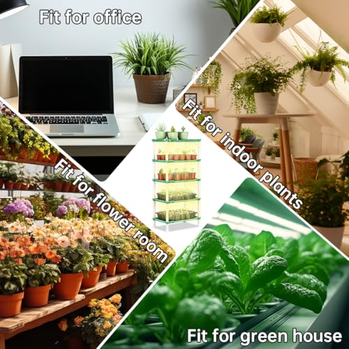 RooTrimmer 5-Tier Seed Starter Tray, Plant Stand with Grow Lights Full Spectrum Sunlike Plant Light for Indoor/Greenhouse Small Plant Pots, Cell Trays, Succulents, Seedlings Gardening