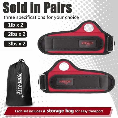 Frelaxy Wrist Weights with Thumb Loops for Men Women (Pair) - color: Red, size: 2 lbs x 2