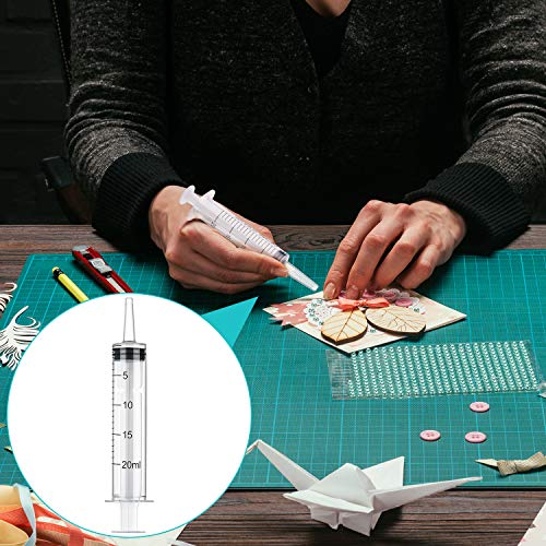 20 Packs 20ml/cc Plastic Syringes Liquid Measuring Syringe with Measurement Needleless Sterile and Individually Sealed for Measuring Liquids Feeding Pets Gardening Oil or Glue Applicator Favors