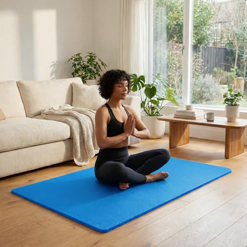 BalanceFrom Puzzle Exercise Mat 1-inch Thick, EVA Interlocking Foam Floor - color: Blue, style: One Inch Thick, 72 Square Feet