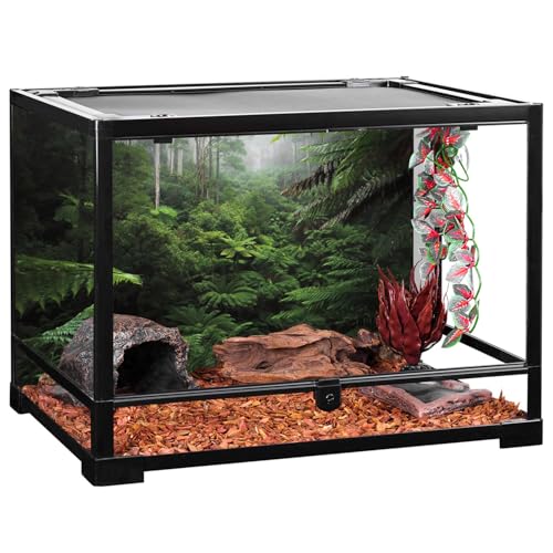 AWERT Foggy Forest Terrarium Background Green Tree Reptile Habitat Background Tropical Rainforest Aquarium Background 36x18 inches Polyester Background