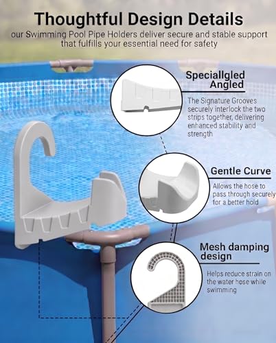 2 Pack Swimming Pool Pipe Holders for Above Ground Pools, Pool Hose Supports Accessories Designed to Fit Intex Pools, Prevent Pipe Sagging Improve Pool Hose Lifespan with Cable Ties & Hose Clamps