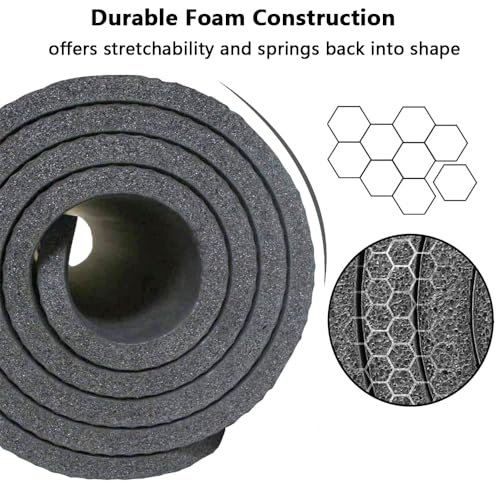 LFS Yoga Mat 72.8" x 31.5" x 2/5 inch Thick With Strap and Bag, Extra Wide - color: Gray