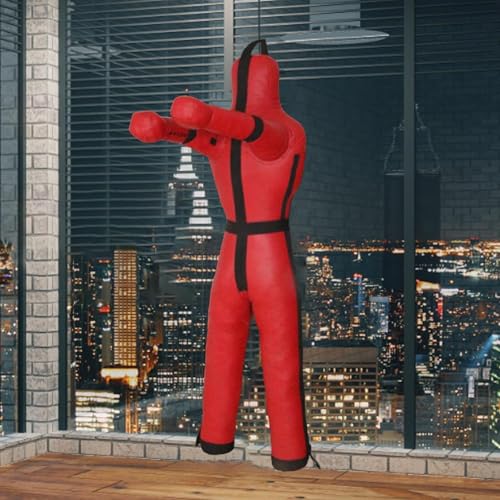 harayaa Boxing Dummy Martial Arts Training Wrestling Dummy Punching Dummy Canvas Cover Unfilled Suitable for Adults Grappling Practice Home Gym Fitness Dojo - color: 180cm Red