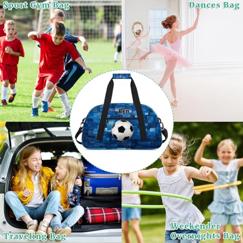 Personalized Sports Bag for Boys, Soccer Blue Geometric Pattern - color: Color 19