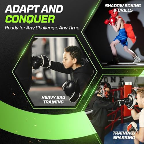 Flexzion Boxing Gloves for Kids 4oz – Training Punching Bag Mitts, Kid Boxing Gloves with Faux Leather & Wrap-Around Wrist Protection for Boys & Girls Ages 3-8 Years - color: Green Blaze