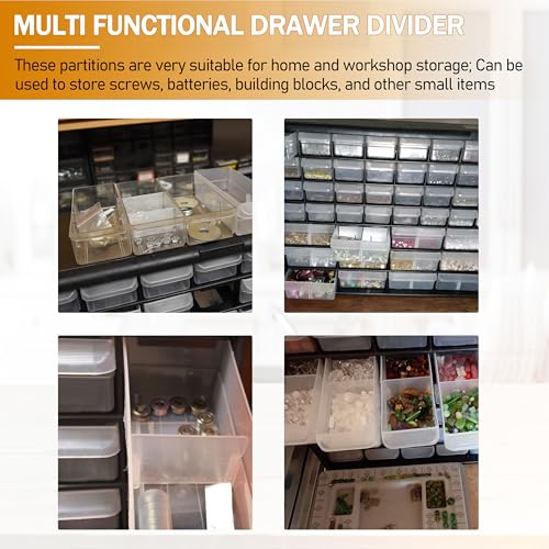 40716 Plastic Width Dividers for Craft Cabinet Small Drawers,Teacher's Toolbox, Small Parts Organizer, Screw Organizer 20Pcs