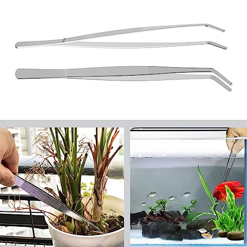 7.1 Inch Stainless Steel Tweezers, Curved Round Blunt Serrated Tip, Perfectly Aligned, 3/64 Inch Thickness Stainless Steel, Multipurpose Daily Garden Home Lab Craft Repairing Tool
