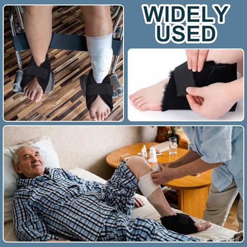 2 Pcs Sheepskin Heel Protectors for Pressure Sore Pad, Black - color: Black