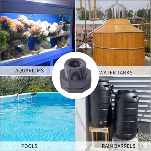 ChillWaves PVC Bulkhead Fitting 3/4" Double Thread Connector Adapter for Water Tank, Aquariums, Rain barrels(8-PACK) - size: 3/4 INCH, style: Bulkhead Fitting