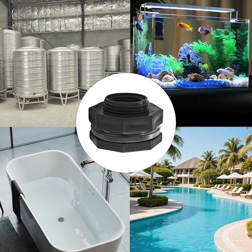 2PCS 1" PVC Bulkhead Fitting, Threaded Tank Connector for Rain Barrels Aquariums Water Tanks, Thru-Wall Pipe Adapter for Pools and Ponds