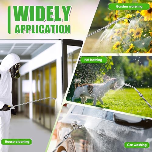 Enhon Pump Sprayer Wand with 2 Types of Nozzles, 3 Hole Nozzle Replacement, Stainless Steel Sprayer Wand Replacement with Trigger & Hose