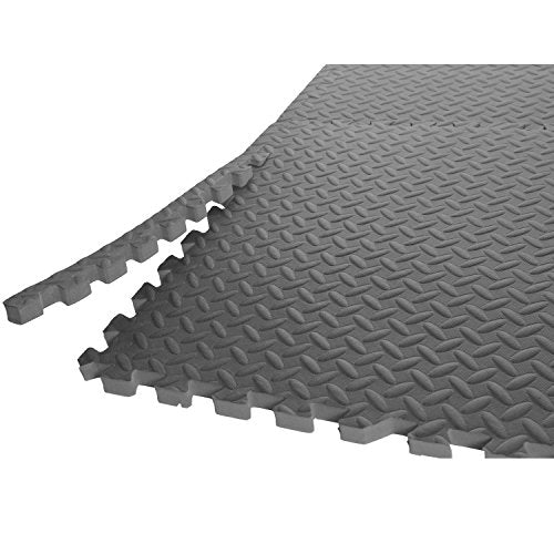 CAP Barbell 3/4in Puzzle Exercise Mat with EVA Foam Interlocking Tiles, 6 Pack, 144 sqft Grey - style: 3/4" Cap Diamond Pattern