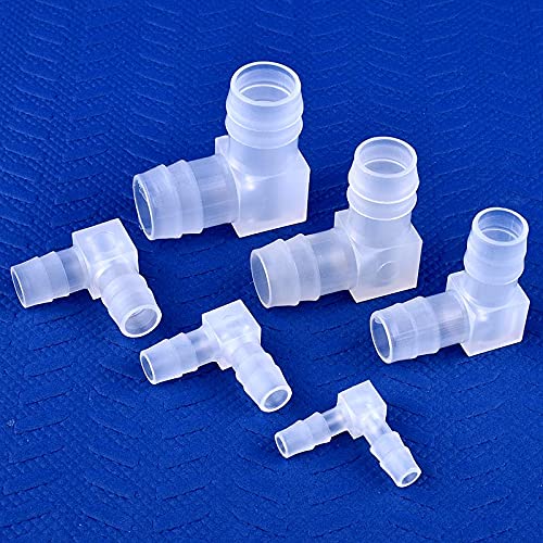 Plastic 1/2” Hose ID 90 Degree Elbow Barb Fitting, 6 Pcs Equal Barbed Joint Splicer Mender Adapter Union Adapter for Boat Aquarium - size: 1/2 Inch