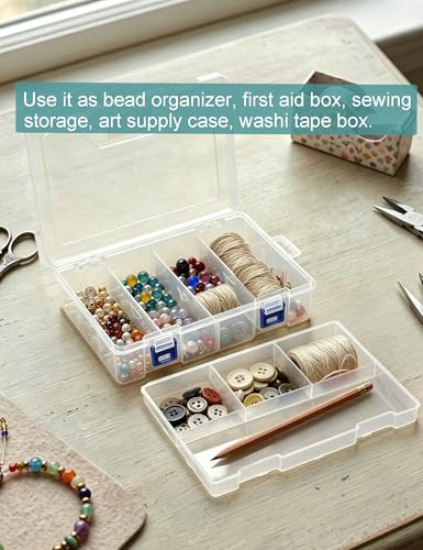 Tackle Box Organizer Snackle Box Container - Double Layer Thickened PP Small Snack Tackle Boxes Plastic Organizer Box with Dividers, Heavy Duty Arts Crafts Clear Organizers