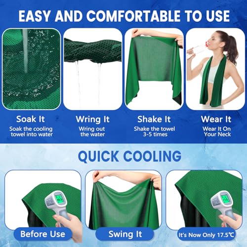 Hosuly 30 Pack Cooling Towels Bulk Microfiber Breathable, Green - color: Green