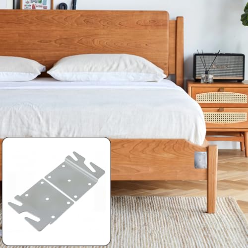 Mcredy 2 Pcs Heavy Duty Wood Bed Rail Hooks Plates Replacement with Screws | Universal Bed Frame Hooks, For Frame Brackets Headboard Footboard - size: Silver-2 Pcs